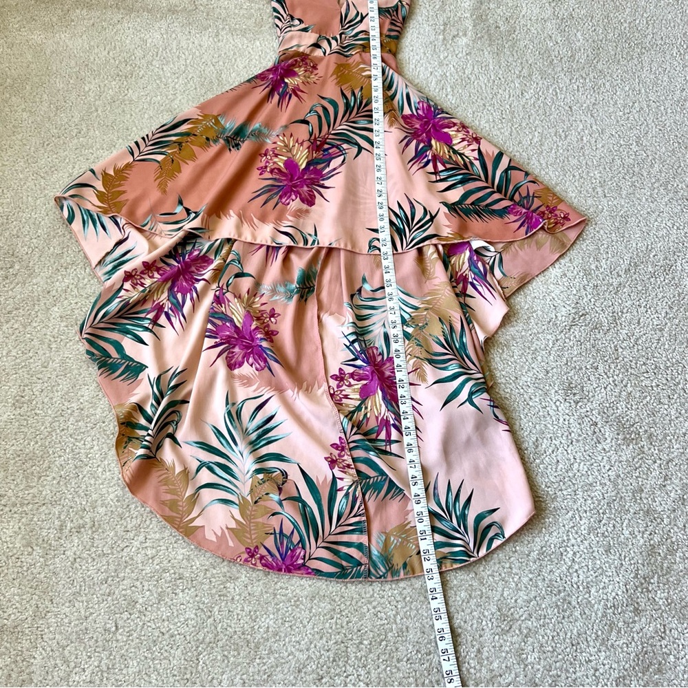 WINDSOR Tropical Lace Back High Low Deep V-Neck Dress—SZ. Small - Picture 14 of 16